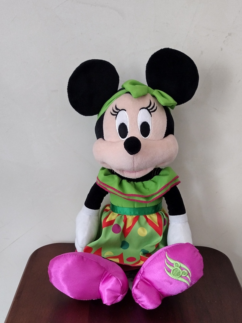 Disney Minnie Mouse Plush in Green Dress with Pink Shoes
